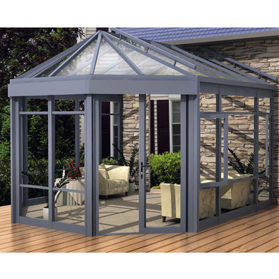Vitre extérieur salle de soleil vitre trempée stratifiée toit incurvé salle de soleil cadre en aluminium toit incliné en aluminium et serre en verre