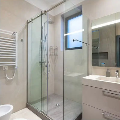 Modèles modernes personnalisés Salle de bain Toilette de verre trempé Douche sans cadre Systèmes de portes coulissantes douces fermées