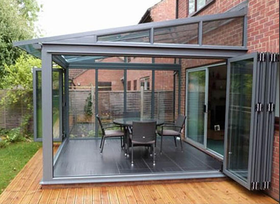 Véranda en verre isolant 5mm+12A+5mm pour maisons, cadre en aluminium rétractable pour villa, jardin extérieur